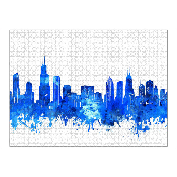 Puzzle Ravensburger "Chicago skyline watercolor blue" artboxONE - Städte,Reise,Architektur,Städte / Chicago