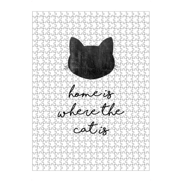 Puzzle Ravensburger "Home Is Where The Cat Is" artboxONE - Typografie,Tiere,Schwarzweiß