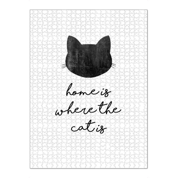 Puzzle Ravensburger "Home Is Where The Cat Is" artboxONE - Typografie,Tiere,Schwarzweiß