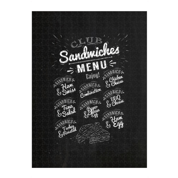 Puzzle Ravensburger "Types of sandwiches chalk" artboxONE - Essen & Trinken,Schwarzweiß