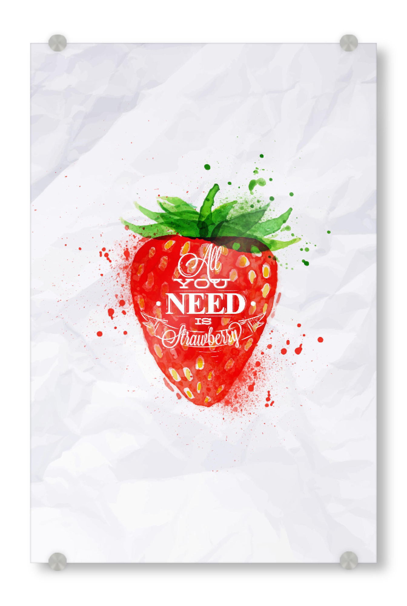 Acrylglasbild "Watercolor juicy strawberry" artboxONE - Essen & Trinken / Obst & Gemüse - Watercolor,Paint,Strawberry,Sweet,Berry,Juicy,Fruit,Vitamin