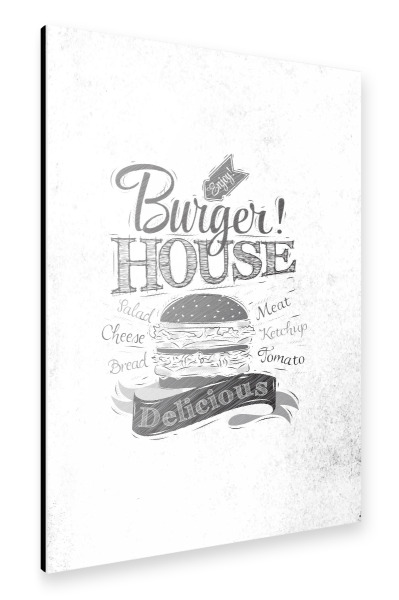 Alu-Dibond "Burger house dirty paper" 30x20 cm artboxONE