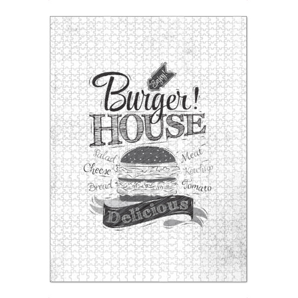 Puzzle Ravensburger "Burger house dirty paper" artboxONE - Essen & Trinken,Schwarzweiß