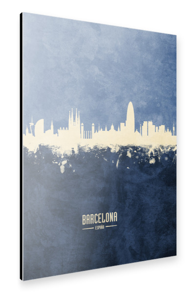 Alu-Dibond "Barcelona Skyline Navy" 30x20 cm artboxONE