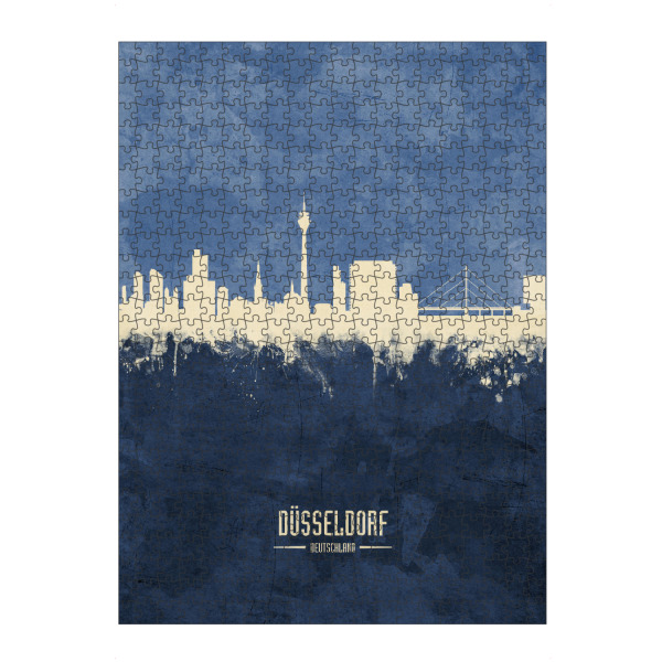 artboxONE Puzzle "Düsseldorf Skyline Navy" artboxONE - Städte / Düsseldorf - Düsseldorf,Germany,Skyline,Cityscape,Painting,Watercolour,Stadtbild