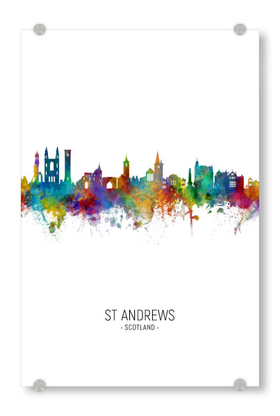 Acrylglasbild "St Andrews Skyline Portrait" artboxONE - Städte - St andrews,Scotland,Skyline,Cityscape,Painting,Watercolour,Stadtbild
