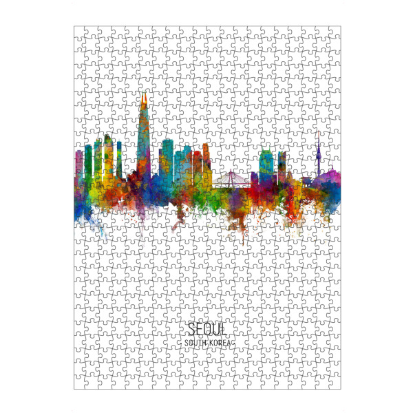 Puzzle Ravensburger "Seoul Skyline Portrait" artboxONE - Städte - Seoul,South korea,Skyline,Cityscape,Painting,Watercolour,Stadtbild - Bild seoul