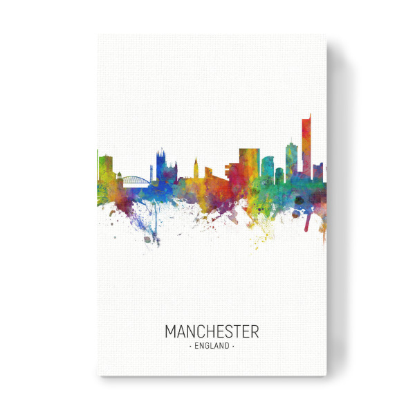Leinwandbild "Manchester Skyline Portrait" artboxONE - Städte - Manchester,England,Skyline,Cityscape,Painting,Watercolour,Stadtbild