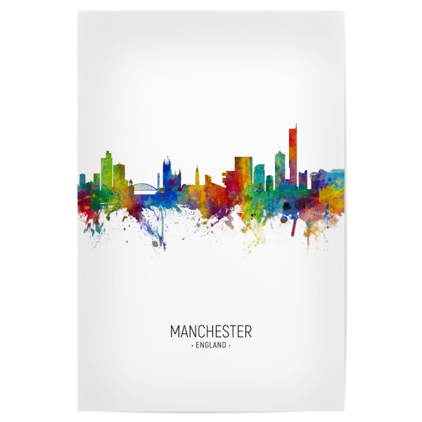 Poster 30x20 cm "Manchester Skyline Portrait" artboxONE - Städte - Manchester,England,Skyline,Cityscape,Painting,Watercolour,Stadtbild