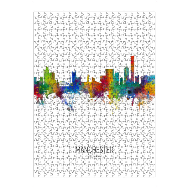 Puzzle Ravensburger "Manchester Skyline Portrait" artboxONE - Städte - Manchester,England,Skyline,Cityscape,Painting,Watercolour,Stadtbild