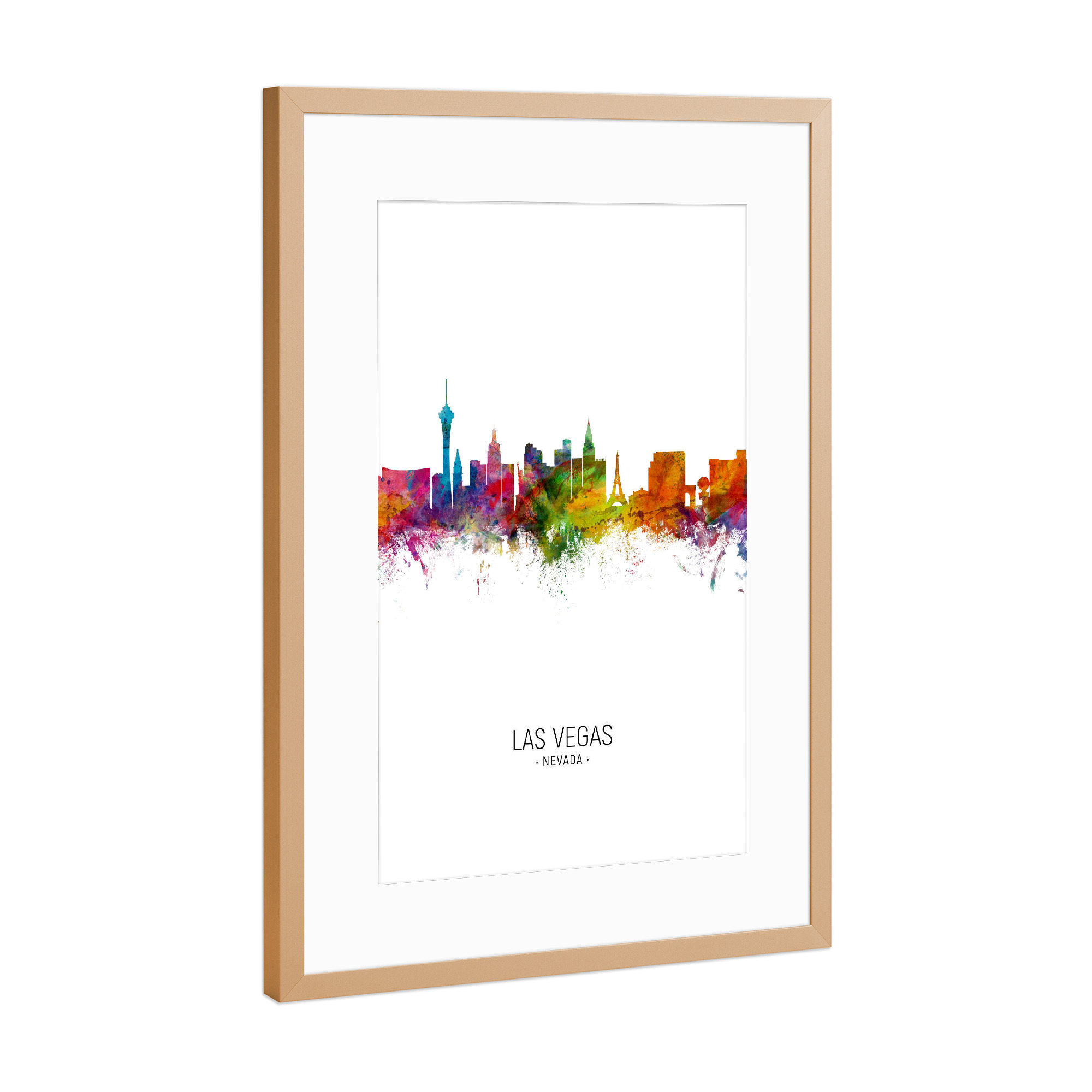 Poster mit Rahmen Kupfer "Las Vegas Skyline Portrait" artboxONE - Städte / Las Vegas