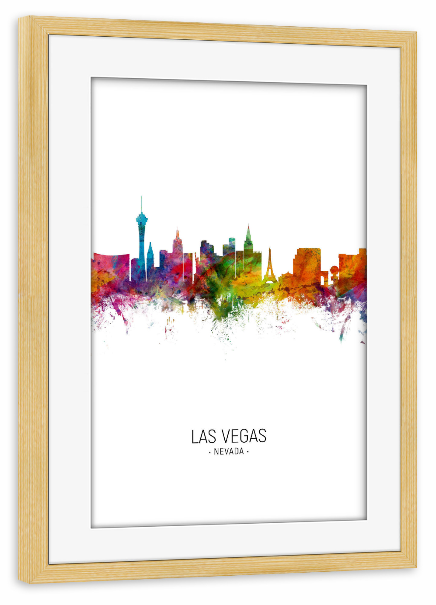 Poster mit Rahmen kiefer "Las Vegas Skyline Portrait" artboxONE - Städte / Las Vegas