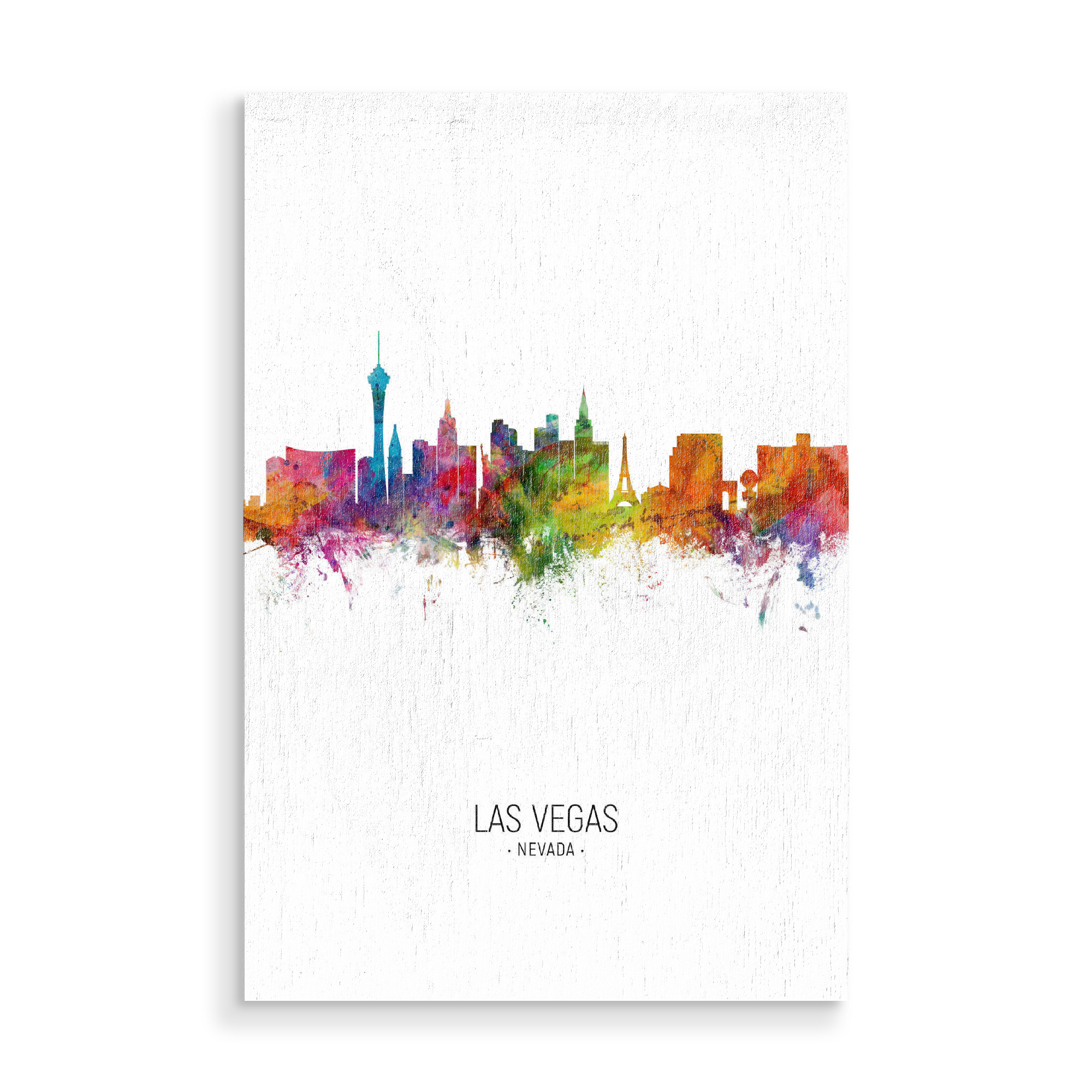 Holzbild "Las Vegas Skyline Portrait" artboxONE - Städte / Las Vegas - Las vegas,Nevada,Skyline,Cityscape,Painting,Watercolour,Stadtbild