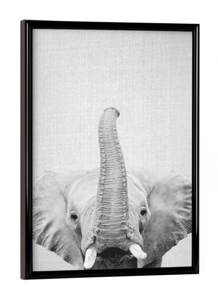 Poster mit schwarzem Rahmen "Elephant - Black & White" artboxONE - Für Kinder,Tiere,Schwarzweiß