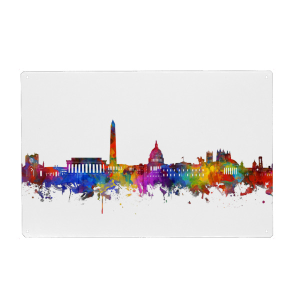 Metall Poster "Washington dc skyline watercolor" artboxONE - Städte,Städte / Washington