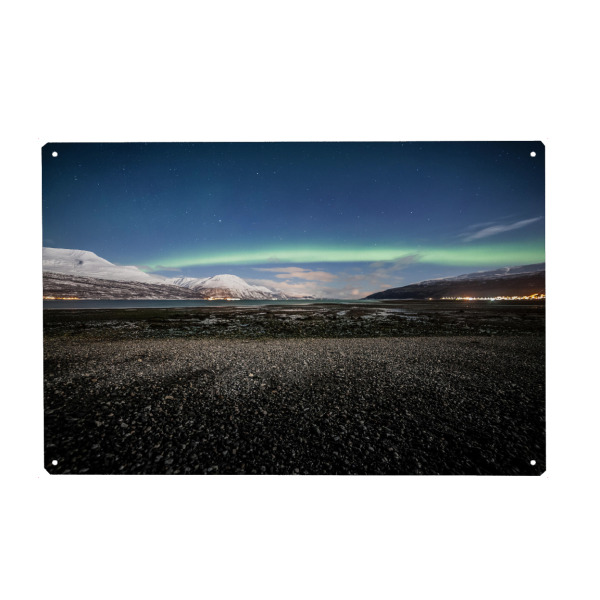 Metall Poster "Arktische Mondnacht" artboxONE - Natur - Nordlicht,Sternenhimmel,Arktis - Blechschild