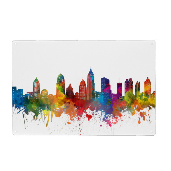 Metall Poster "Atlanta skyline watercolor" artboxONE - Städte,Reise