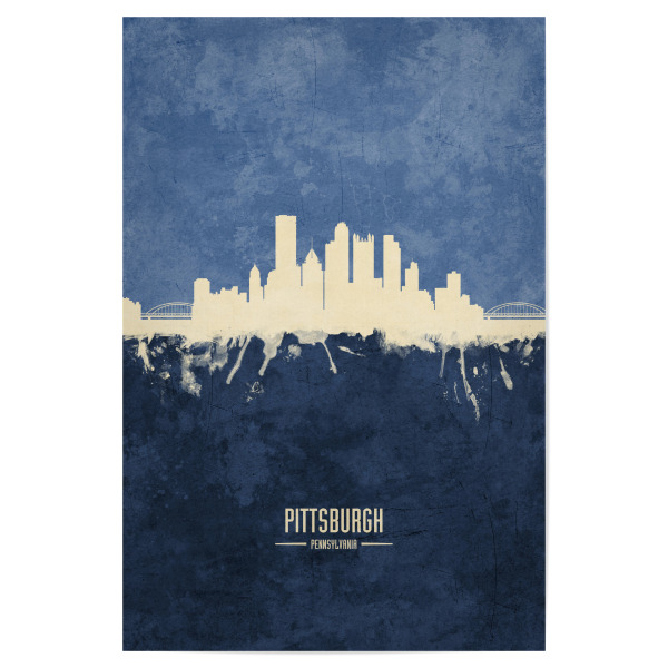 Poster 30x20 cm "Pittsburgh Skyline Navy" artboxONE - Städte - Pittsburgh,Pennsylvania,Skyline,Cityscape,Painting,Watercolour,Stadtbild