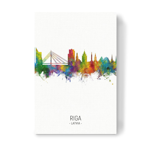 Leinwandbild "Riga Skyline Portrait" artboxONE - Städte - Riga,Latvia,Skyline,Cityscape,Painting,Watercolour,Stadtbild