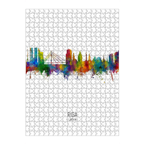 artboxONE Puzzle "Riga Skyline Portrait" artboxONE - Städte - Riga,Latvia,Skyline,Cityscape,Painting,Watercolour,Stadtbild - Bild riga
