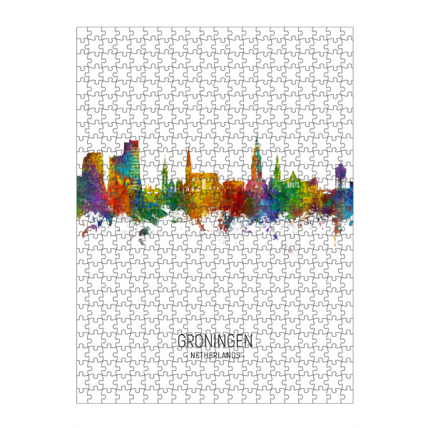 artboxONE Puzzle "Groningen Skyline Portrait" artboxONE - Städte - Groningen,Netherlands,Skyline,Cityscape,Painting,Watercolour,Stadtbild