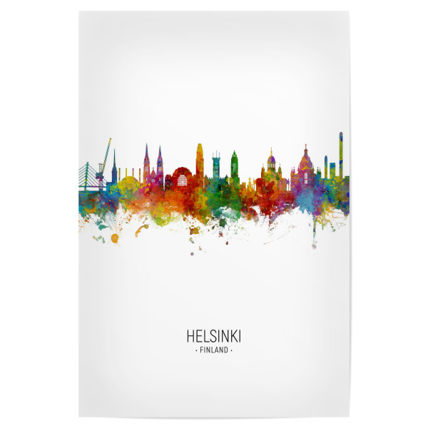 Poster "Helsinki Skyline Portrait" artboxONE - Städte - Helsinki,Finland,Skyline,Cityscape,Painting,Watercolour,Stadtbild