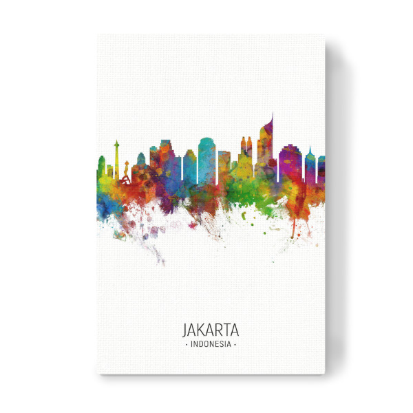Leinwandbild "Jakarta Indonesia Portrait" artboxONE - Städte - Jakarta,Indonesia,Skyline,Cityscape,Painting,Watercolour,Stadtbild