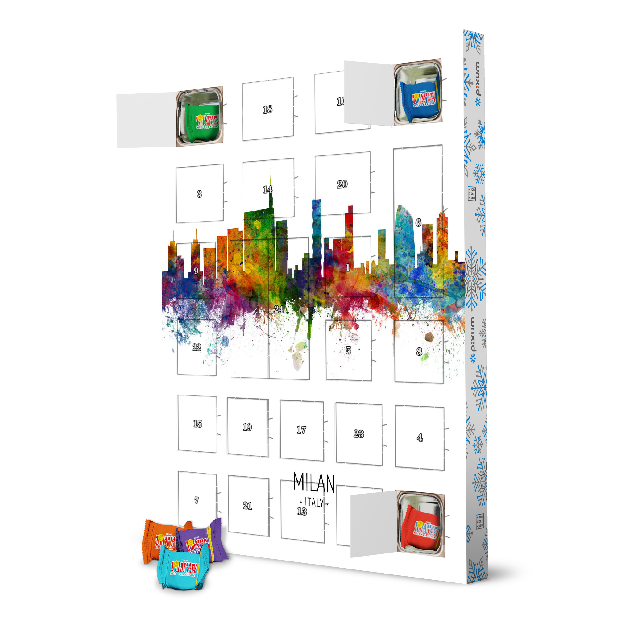Adventskalender mit Tony's Chocolonely Milan Skyline Portrait artboxONE Adventskalender Städte