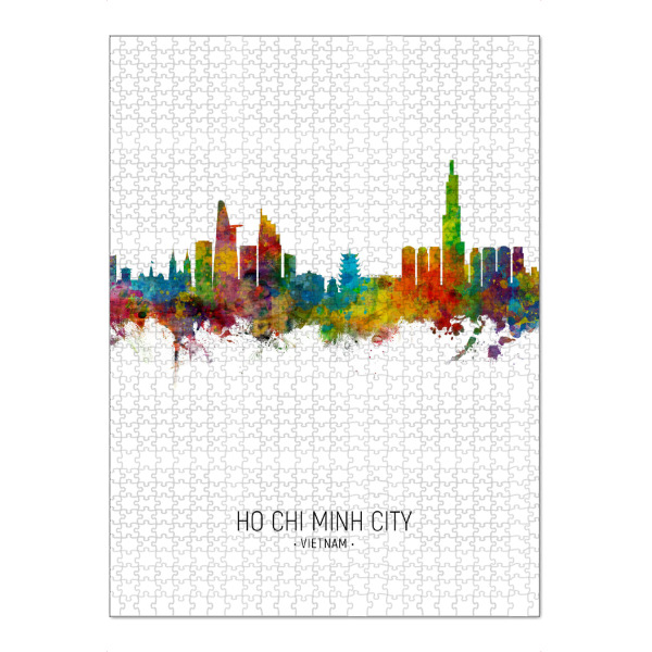 Puzzle Ravensburger "Ho Chi Minh City Skyline Portrait" artboxONE - Städte - Ho chi minh city,Vietnam,Skyline,Cityscape,Painting,Watercolour,Stadtbild