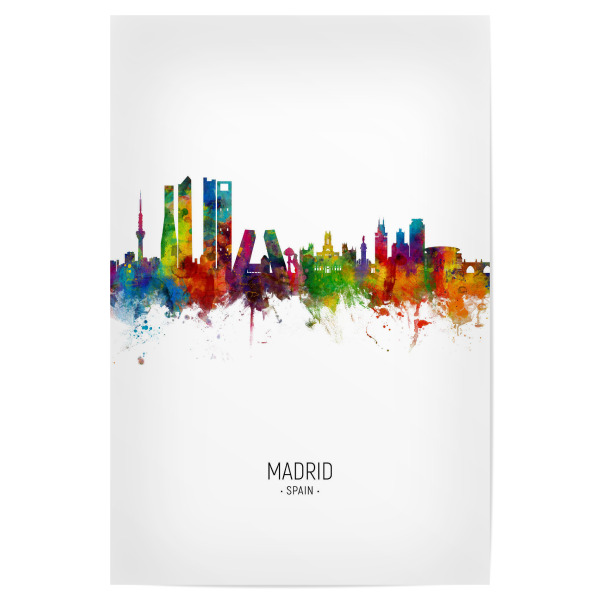 Poster 30x20 cm "Madrid Skyline Portrait" artboxONE - Städte - Madrid,Spain,Skyline,Cityscape,Painting,Watercolour,Stadtbild