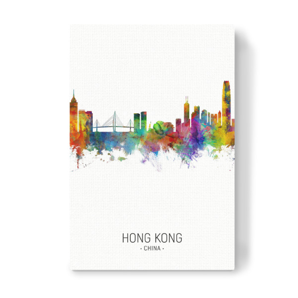 Leinwandbild "Hong Kong Skyline Portrait" artboxONE - Städte - Hong kong,China,Skyline,Cityscape,Painting,Watercolour,Stadtbild