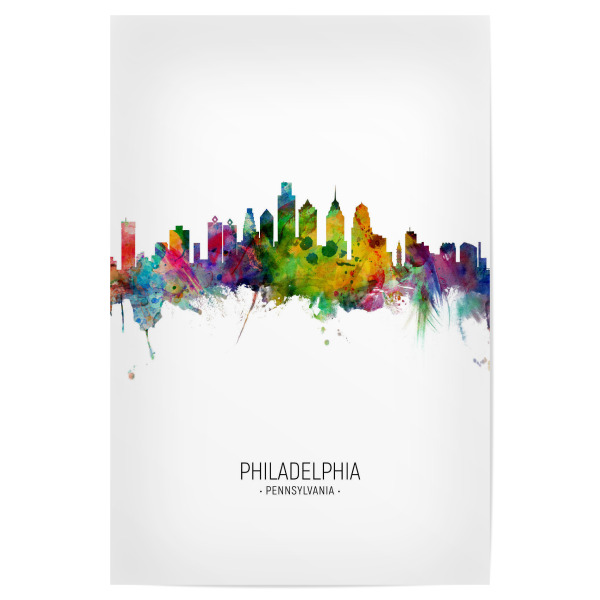 Poster 30x20 cm "Philadelphia Skyline Portrait" artboxONE - Städte - Philadelphia,Pennsylvania,Skyline,Cityscape,Painting,Watercolour,Stadtbild