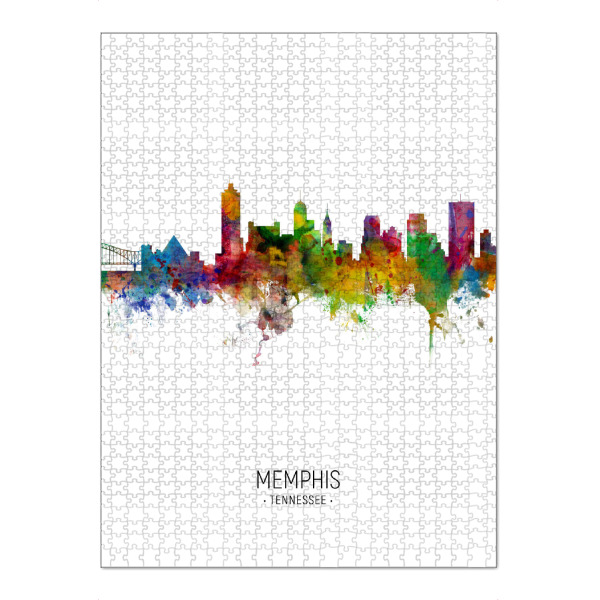 Puzzle Ravensburger "Memphis Skyline Portrait" artboxONE - Städte - Memphis,Tennessee,Skyline,Cityscape,Painting,Watercolour,Stadtbild