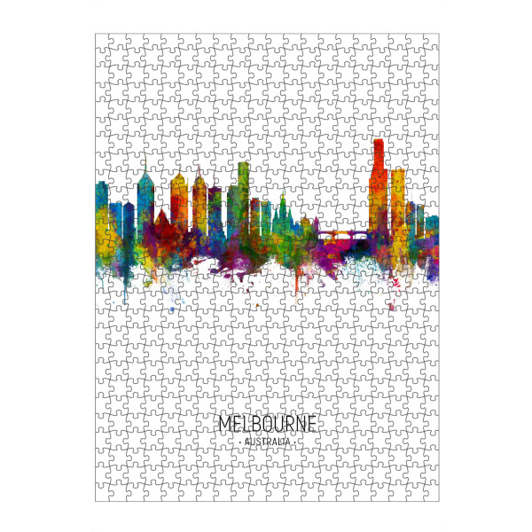 Puzzle Ravensburger "Melbourne Skyline Portrait" artboxONE - Städte - Melbourne,Australia,Skyline,Cityscape,Painting,Watercolour,Stadtbild