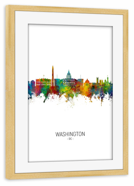 Poster mit Rahmen kiefer "Washington DC Skyline Portrait" artboxONE - Städte / Washington