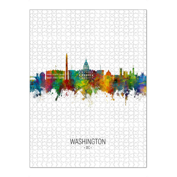Puzzle Ravensburger "Washington DC Skyline Portrait" artboxONE - Städte / Washington - Washington,Dc,Skyline,Cityscape,Painting,Watercolour,Stadtbild