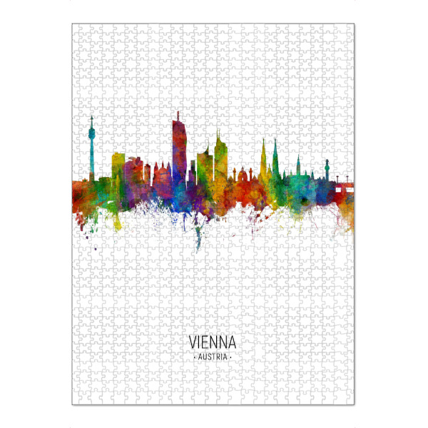 Puzzle Ravensburger "Vienna Skyline Portrait" artboxONE - Städte / Wien - Vienna,Austria,Skyline,Cityscape,Painting,Watercolour,Stadtbild