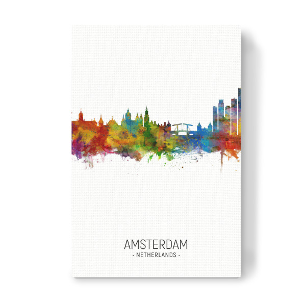 Leinwandbild "Amsterdam Skyline Portrait" artboxONE - Städte / Amsterdam - Amsterdam,Netherlands,Skyline,Cityscape,Painting,Watercolour,Stadtbild