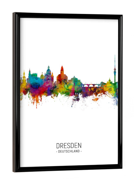 Poster mit schwarzem Rahmen "Dresden Skyline Portrait" artboxONE - Städte / Dresden