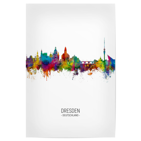 Poster 30x20 cm "Dresden Skyline Portrait" artboxONE - Städte / Dresden - Dresden,Germany,Skyline,Cityscape,Painting,Watercolour,Stadtbild