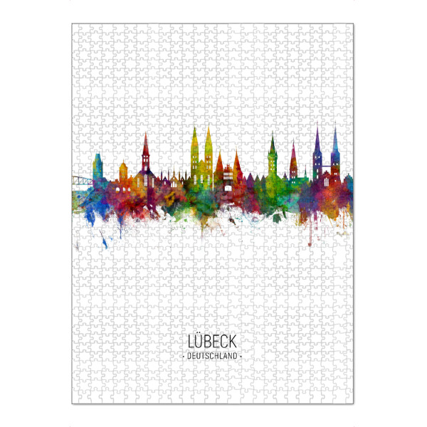Puzzle Ravensburger "Lübeck Skyline Portrait" artboxONE - Städte - Lübeck,Germany,Skyline,Cityscape,Painting,Watercolour,Stadtbild - Bild lübeck