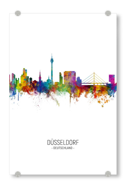 Acrylglasbild "Düsseldorf Skyline Portrait" artboxONE - Städte / Düsseldorf - Düsseldorf,Germany,Skyline,Cityscape,Painting,Watercolour,Stadtbild