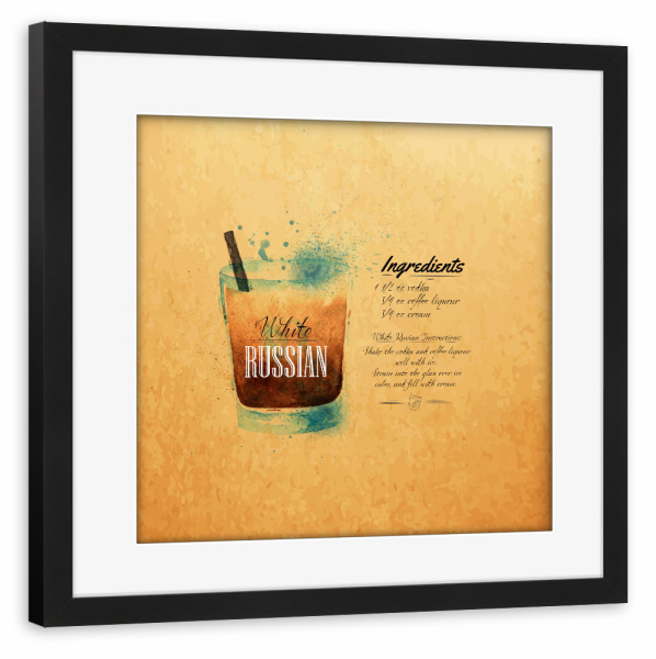Poster mit Rahmen schwarz "White Russian cocktail craft" artboxONE - Essen & Trinken / Alkohol