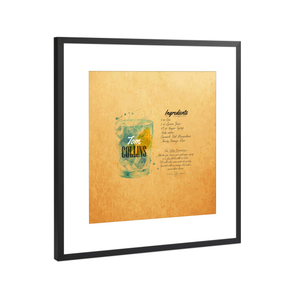 Poster mit Rahmen Schwarz (Metallic) "Tom Collins cocktail craft" artboxONE - Essen & Trinken / Alkohol