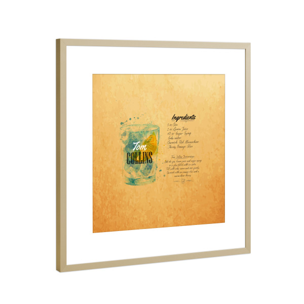 Poster mit Rahmen Gold "Tom Collins cocktail craft" artboxONE - Essen & Trinken / Alkohol