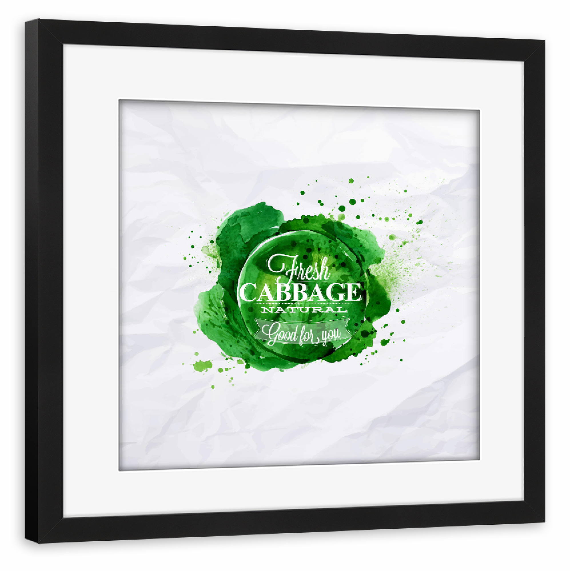 Poster mit Rahmen schwarz "Cabbage watercolor" artboxONE - Essen & Trinken / Obst & Gemüse