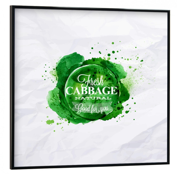Poster mit schwarzem Rahmen 30x30 cm "Cabbage watercolor" artboxONE - Essen & Trinken / Obst & Gemüse