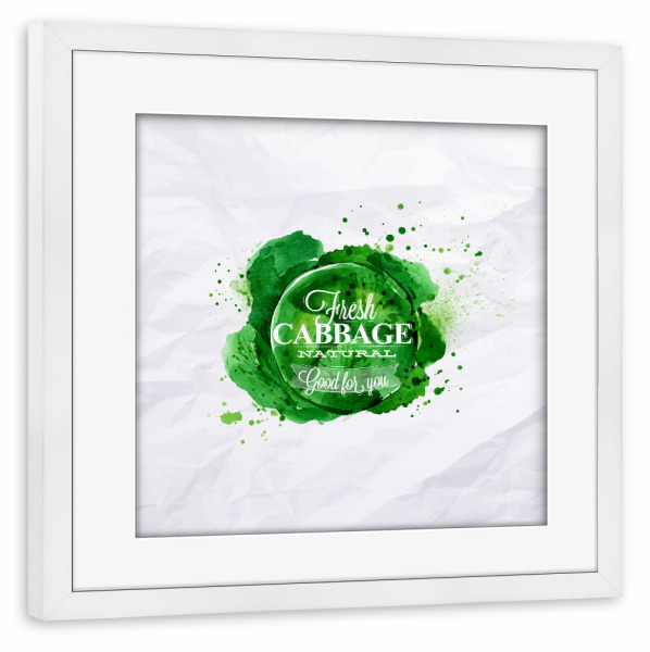 Poster mit Rahmen weiß "Cabbage watercolor" artboxONE - Essen & Trinken / Obst & Gemüse