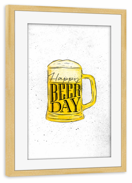 Poster mit Rahmen kiefer "Beer day" artboxONE - Schwarzweiß,Essen & Trinken / Alkohol