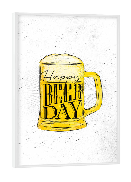 Poster mit weißem Rahmen "Beer day" artboxONE - Schwarzweiß,Essen & Trinken / Alkohol